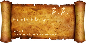 Petrin Péter névjegykártya